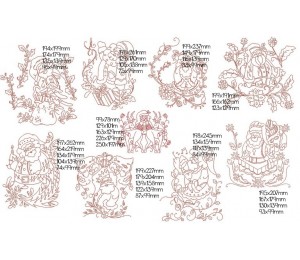 Stickserie - Decorative Santa Redwork